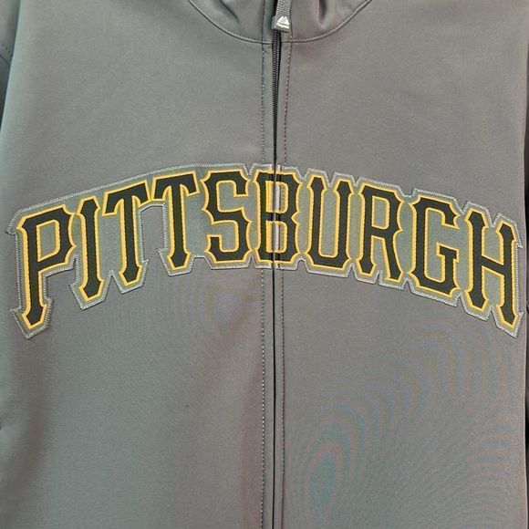 Authentic Majestic Gray Therma Base MLB Pittsburgh Pirates full zip jacket - Picture 5 of 12